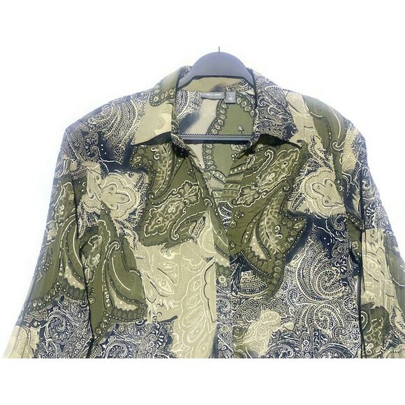 Apartment Nine Blouse Top Women's Size Large Button Up Green - Picture 3 of 7